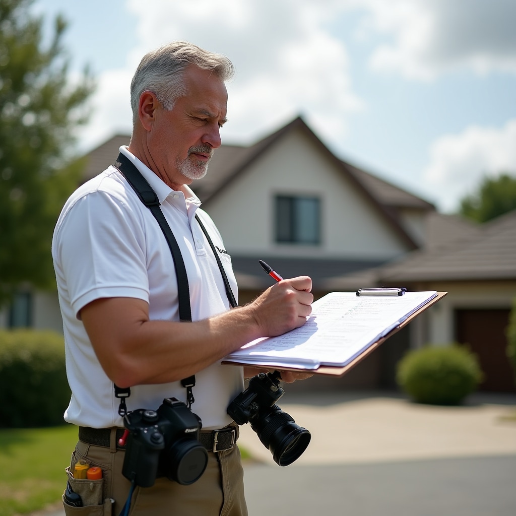 General property inspector conducting comprehensive building assessment